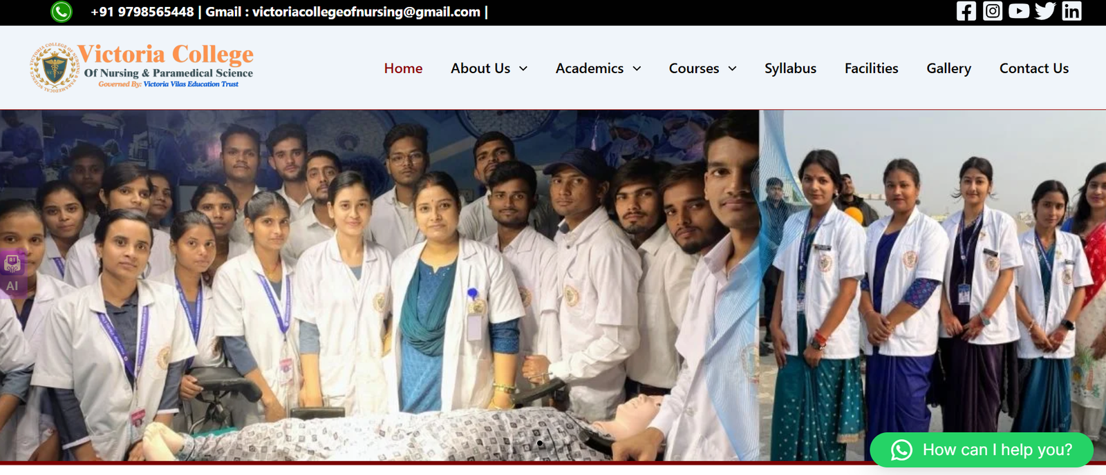 Victoria College of Nursing and Paramedical Science Website